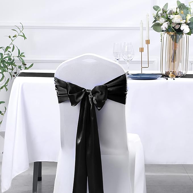 SiinvdaBZX 12 Pcs Black Satin Table Runner 12 x 108 inches Long | Bright Smooth - Image 6