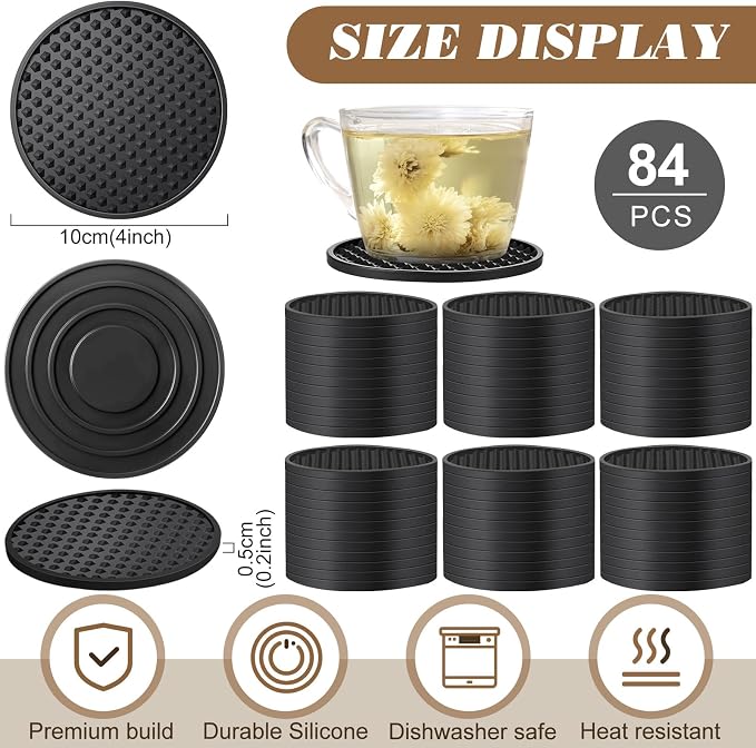 Eccliy 84 Pack Silicone Coasters - Image 2