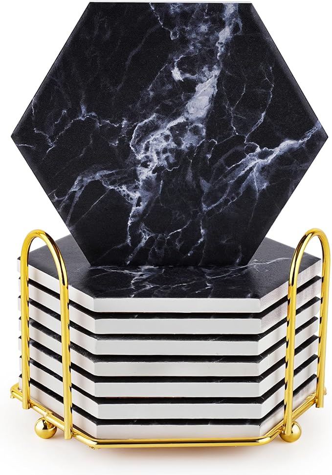 Black Coasters, Absorbent Coasters by Geichan