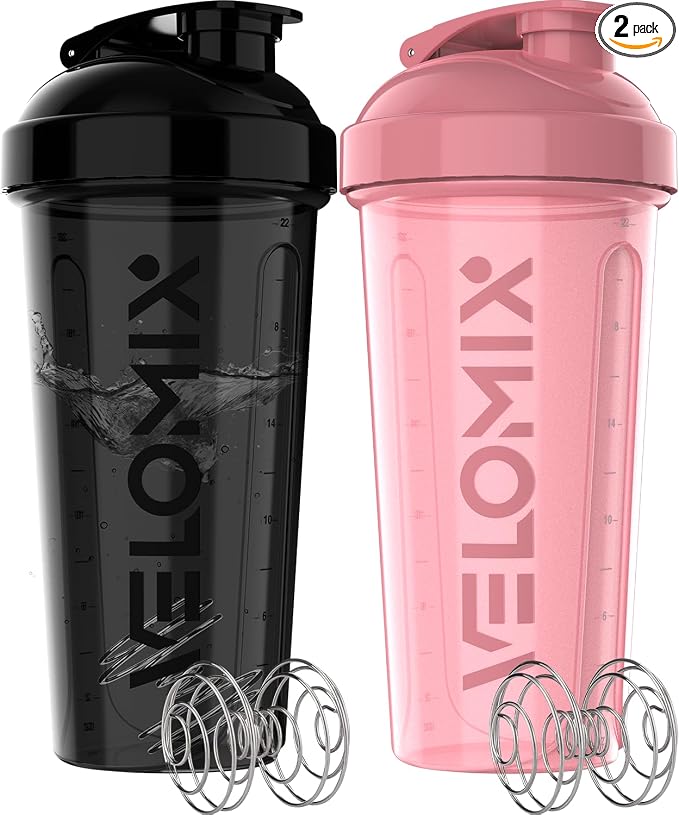 VELOMIX 2 Pack 28oz Protein Shaker Bottle by VELOMIX