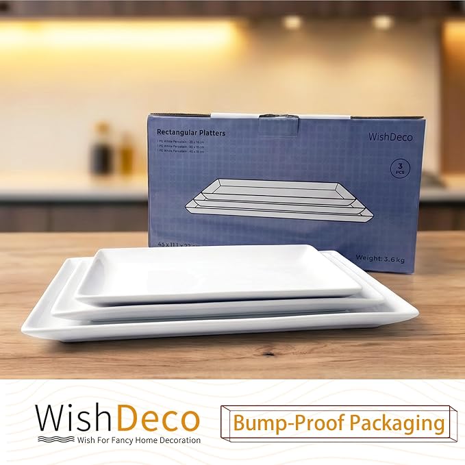 Serving Platters Set of 3, Large Serving Trays 16/14/12 inch, Ceramic Rectangle - Image 9