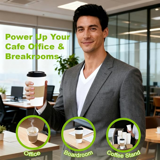 100 Pack 12 oz Disposable Coffee Cups - Image 7