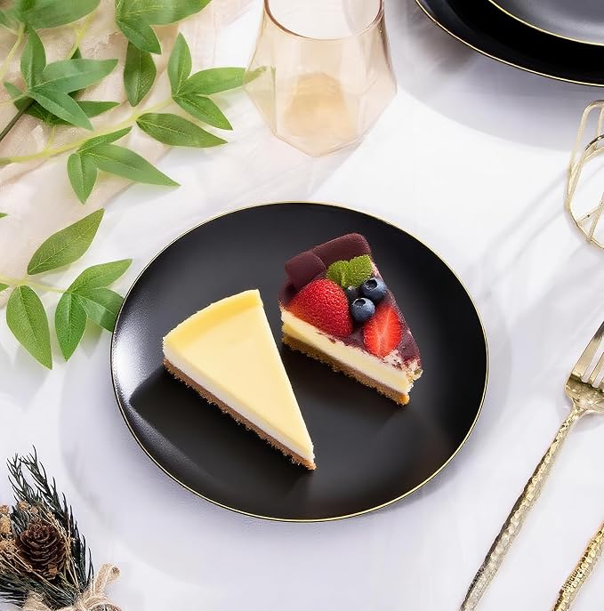 EI enjonirinjonir 80pcs Black Dessert Plates - Image 2