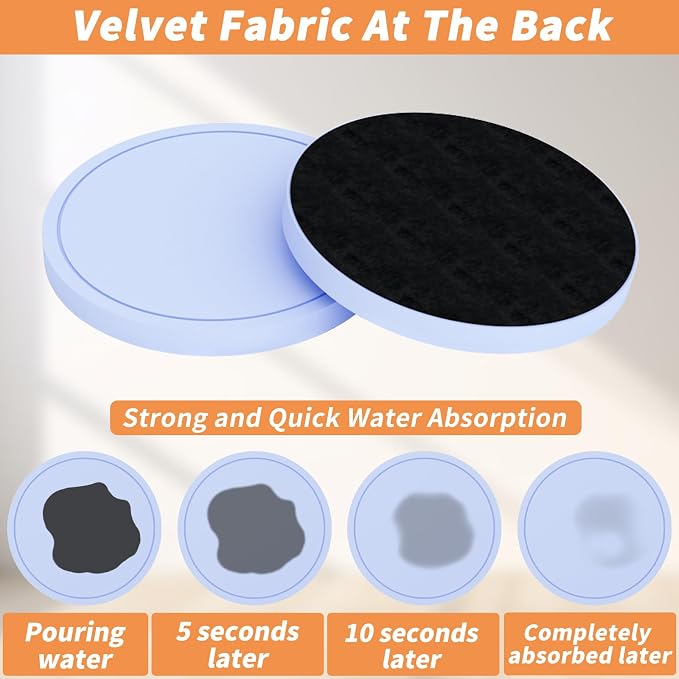 Azhou 6Pcs Drink Coaster with Holder, Baby Blue Absorbent Coasters - Image 2
