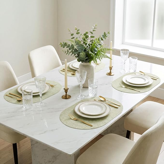 Placemats Set of 6-17" x 11.8" Waterproof & Heat Resistant Oval Place Mats - Image 2