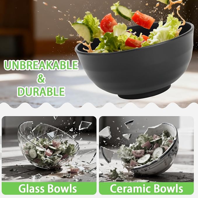 Wheat Straw Bowls Set of 6, Unbreakable Lightweight 60 OZ Salad Bowls - Image 5