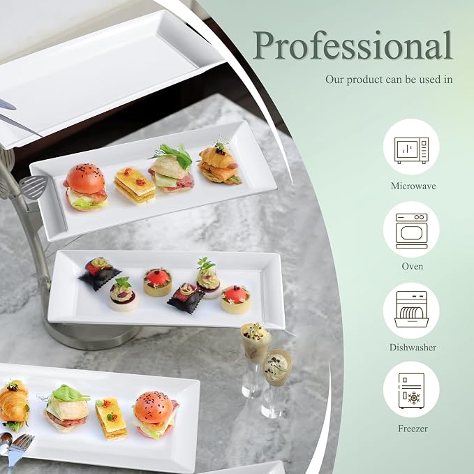 14" Rectangular Platters Set of 4, Large Serving Plates - Image 4