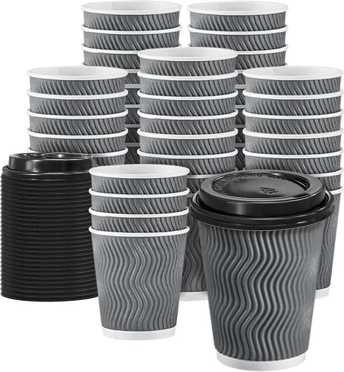 Clawsoff 100 Pack 10 oz Disposable Insulated Coffee Cups by BuyNow