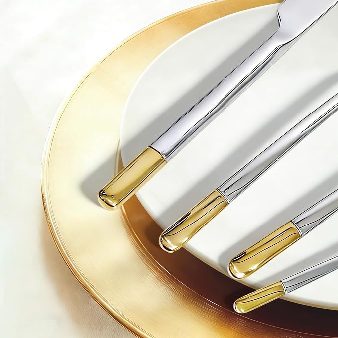 Silverware Set Service for 1, IKXO 4-Piece Modern Stainless Steel Flatware - Image 4