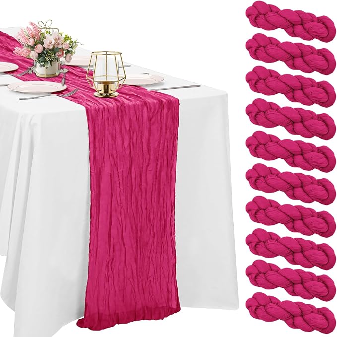 10 Pack Cheesecloth Table Runner 6FT Boho Gauze Rustic Fabric Table Runner by HAISIWLKJ