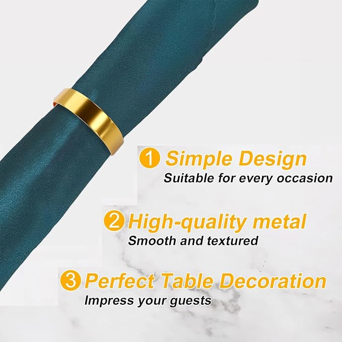 16 Pcs Gold Napkin Rings-Stainless Steel Napkin Rings | Metal Napkin Ring - Image 3