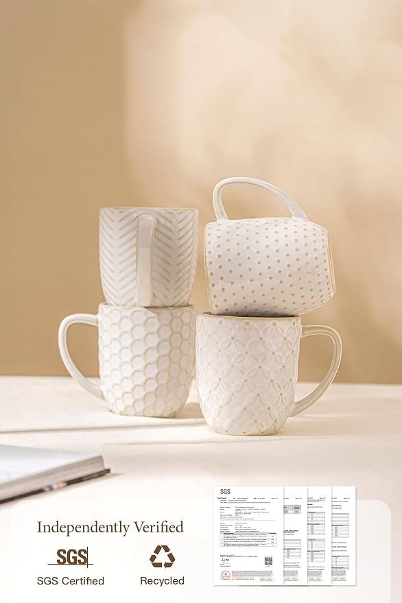FOBENTA Ceramic Coffee Mugs Set of 4, 16 oz Coffee Cups - Image 4