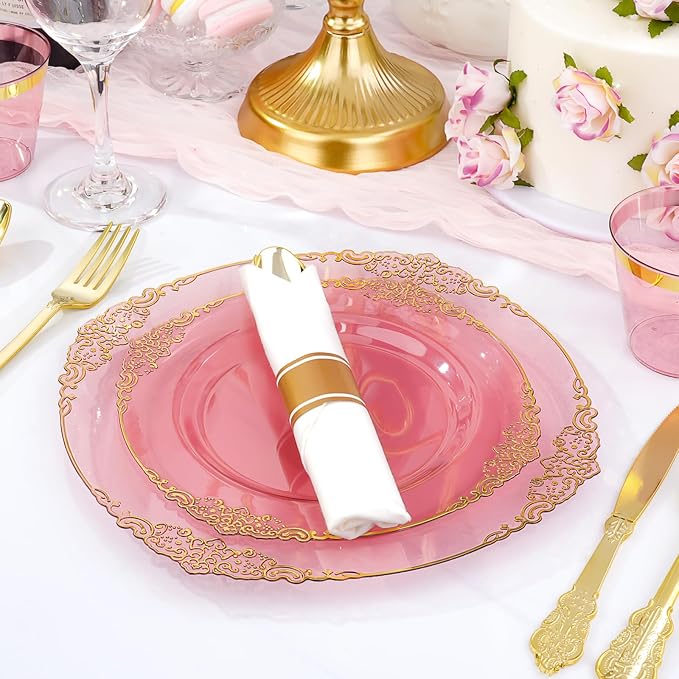 Bestluck 350PCS Burgundy Disposable Dinnerware - Image 5