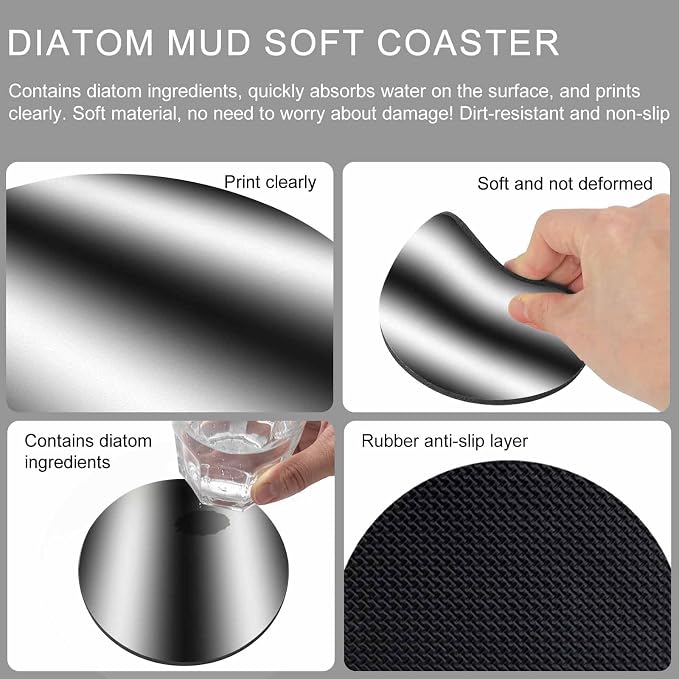 Ombre Black Coasters Set of 2, Modern Minimalist Geometric Gradient Color - Image 9