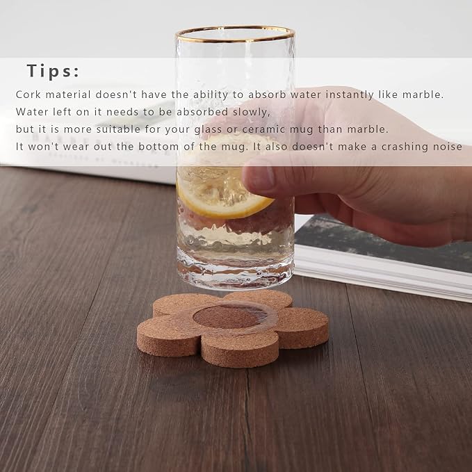 12PCS 3/8" Thick Cork Coasters for Drinks, Absorbent and Reusable Coaster Set - Image 4