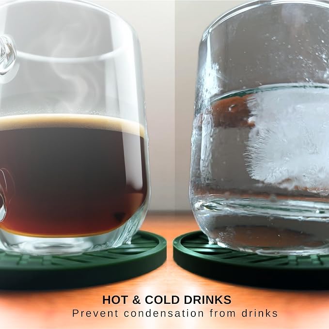 Silicone Drink Coasters, with Groove Patterns and Gold Holder - Image 6