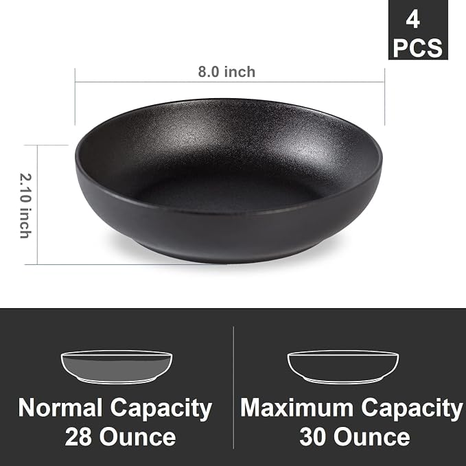30oz Ceramic bowls set of 4-8" serving bowls - Image 2