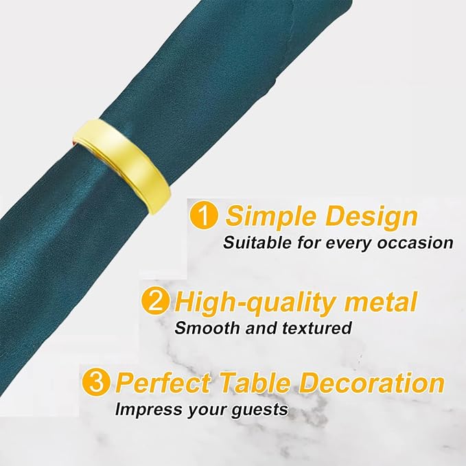 8 Pcs Gold Napkin Rings - Image 3