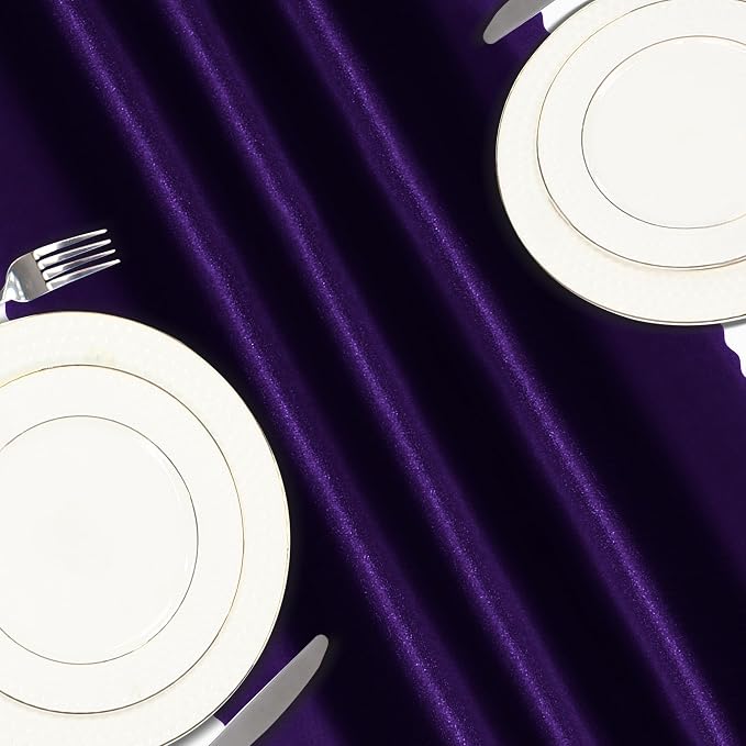 VACVELT Purple Satin Table Runners, 12x72 Inch, 2 Pack, Scalloped Edge | Silky - Image 5