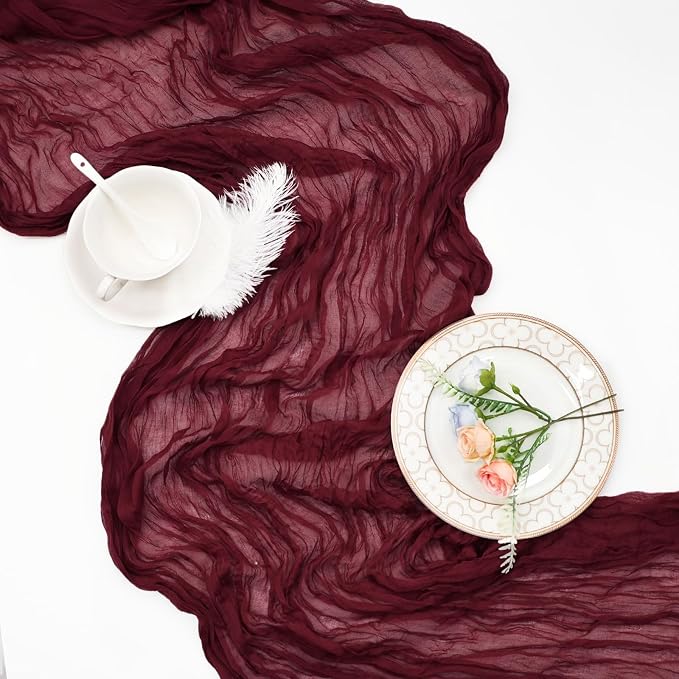 12 Pack Burgundy Cheesecloth Table Runner 35 x 120 Inch | Boho Gauze Cheese - Image 6