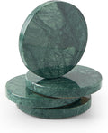 Natural Marble Coaster Set of 4.Round Drinks Coasters, Non-Ceramic/Non-Resin | by STAVORAE