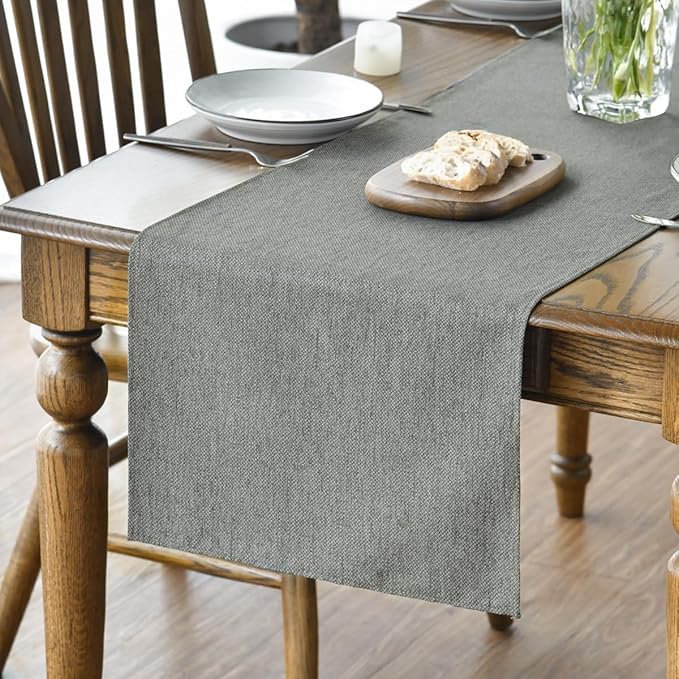 Artoid Mode Light Grey Table Runner, Seasonal Washable Kitchen Dining Table by ArtoidMode