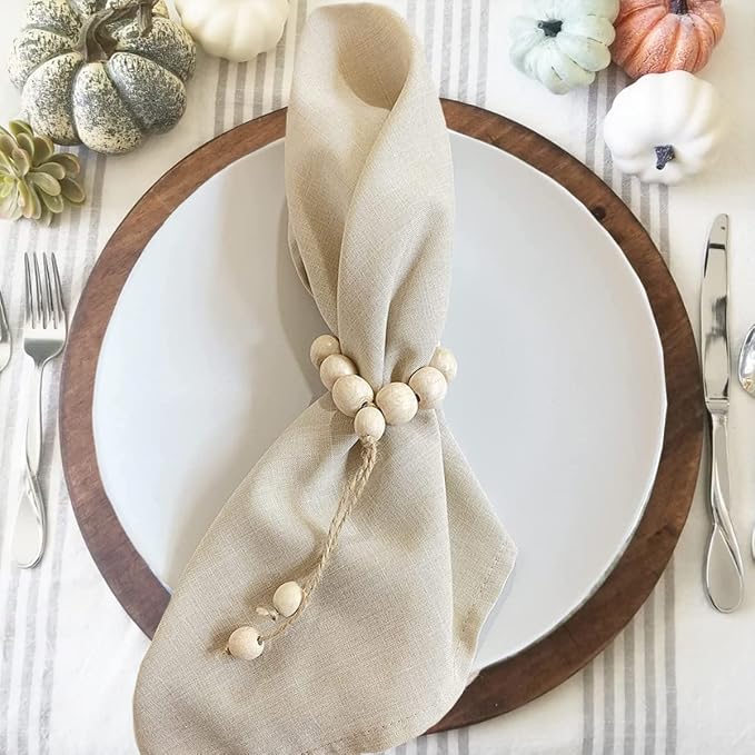 Handmade Napkin Ring with Wood Beads & Jute Twine - Image 3