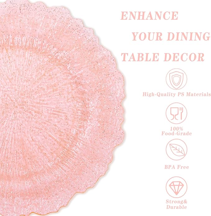 U-QE 60PCS Pink Plates for Party - Image 4