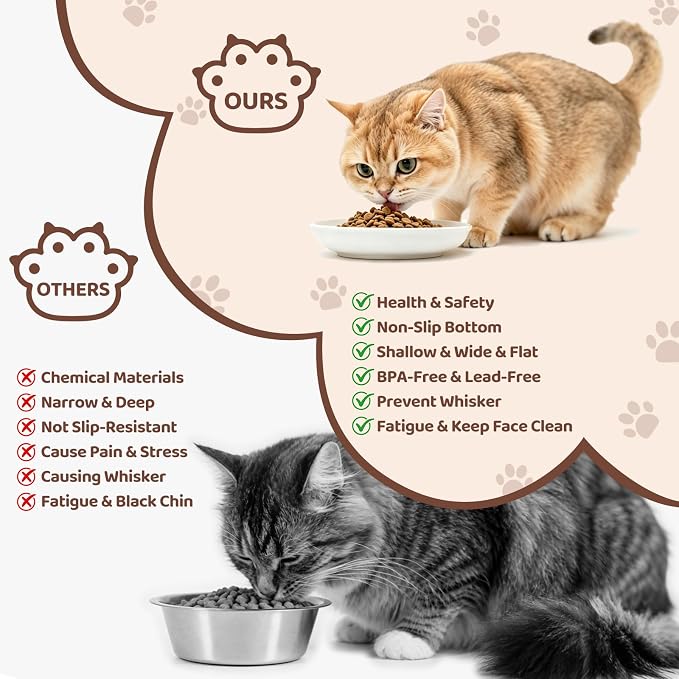 YINEYA 3 Pack Cat Food Bowls, Anti Whisker Fatigue Ceramic Cats Dishes Set | - Image 6