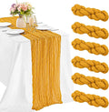 6 Pieces Mustard 10FT Cheesecloth Table Runner Boho Gauze Fabric Table Runner by JALANCY