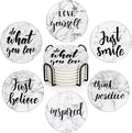 Coasters for Drinks, Ceramic Stone, Marble White | Inspirational Quote Text by Britimes