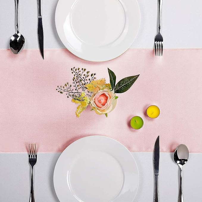 5-Pack Satin Table Runner Rose Gold 12 x 108 inches Long, Table Runners - Image 2