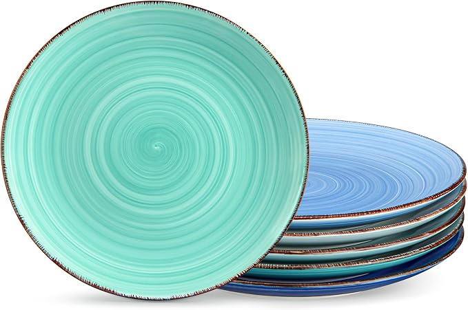 vancasso Bonita 10.5 Inch Ceramic Dinner Plates Set of 6, Cool Colors | by vancasso