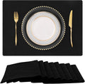 Faux Cotton Linen Placemats Set of 8, Cloth Washable Farmhouse Dining Table Mats by homing