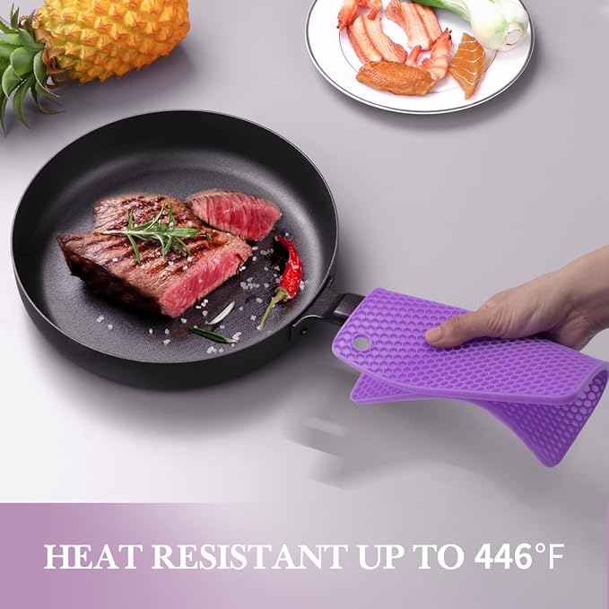 Silicone Silicone Trivet for Hot Dishes, 4 Pack Purple Heat Resistant Silicone - Image 3