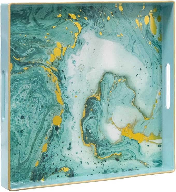 Turquoise Square Decorative Tray by MAONAME