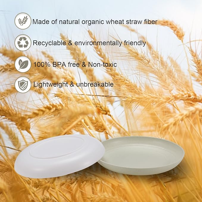 HEYCOME 12 Pcs Unbreakable Deep Dinner Plates Set, 9 inch Reusable Plastic - Image 4