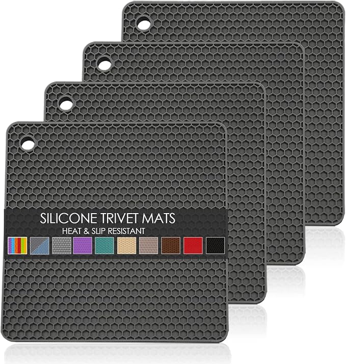 Silicone Trivets for Hot Pots and Pans, Heat Resistant Durable Flexible by QPIXDIGITAL