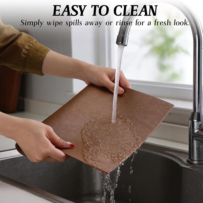 Faux Leather Placemats for Dining Table Set of 8, Edge-Sealed PU Leather Table - Image 4