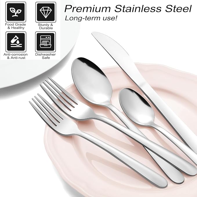 Pleafind 48-Piece Stainless Steel Silverware Set - Image 4