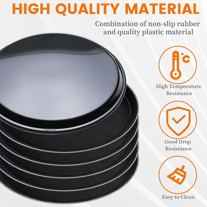 Mwellewm 3 Pcs Round Serving Tray, 11 Inch Non Slip Surface Round Tray Black - Image 7