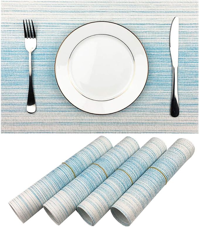 Placemat, Blending Color Durable Woven Vinyl Placemat Washable Heat-Resistant by WAZAIGUR