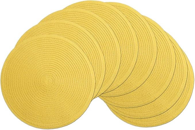 SHACOS Round Braided Placemats Set of 8 Washable Table Mats 15 inch Round by SHACOS