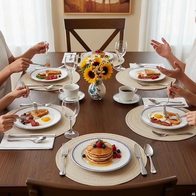 SHACOS 15 inch Beige Round Placemats Set of 12 - Image 9