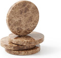 Natural Marble Coaster Set of 4.Round Drinks Coasters, Non-Ceramic/Non-Resin | by STAVORAE