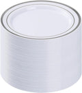 BESTVIP 100Pcs Silver Plastic Plates, 10.25 Inch Disposable Party Plates | by Bestvip