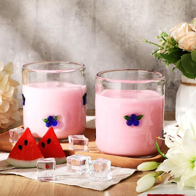 SiliFine 2 Pcs Blueberry Icon Juice Glasses - 14oz Blueberry Stemless Wine - Image 3
