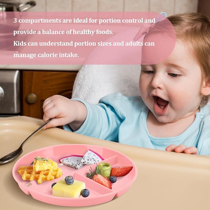 9-Inch Unbreakable Wheat Straw Divided Plates, Microwave & Dishwasher Safe | - Image 4