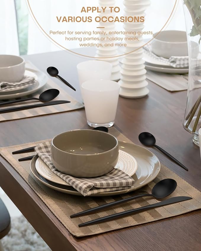 Black Silverware Set, Ollex 20 Pieces Flatware Set - Image 7