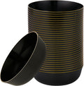 Edge Collection Black with Gold Rim Plastic Party Soup Bowls Premium by PLASTICPRO